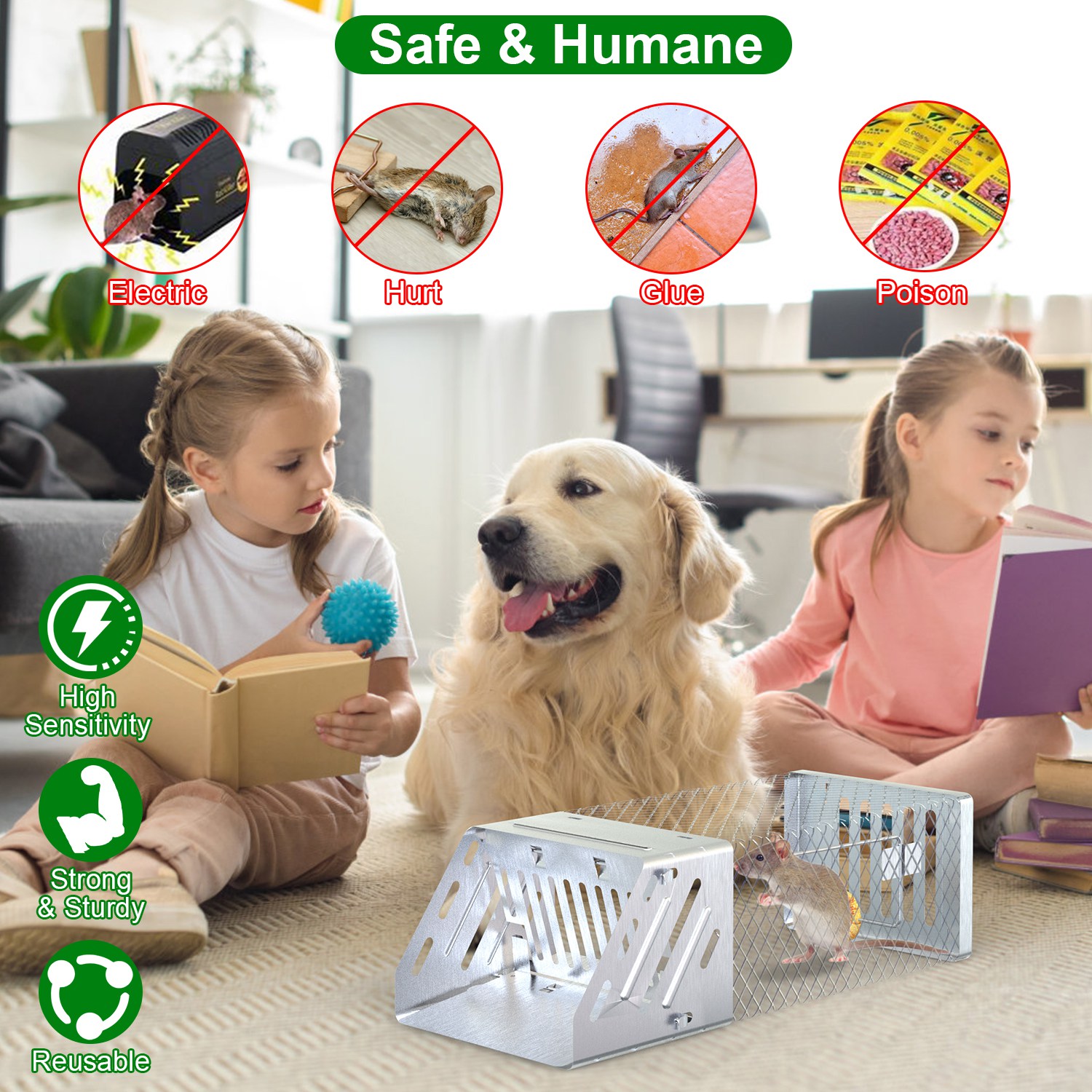 Trampa Automática Continua de Ratas con Puerta Única y Humana para Roedores Pequeños — imagen 8