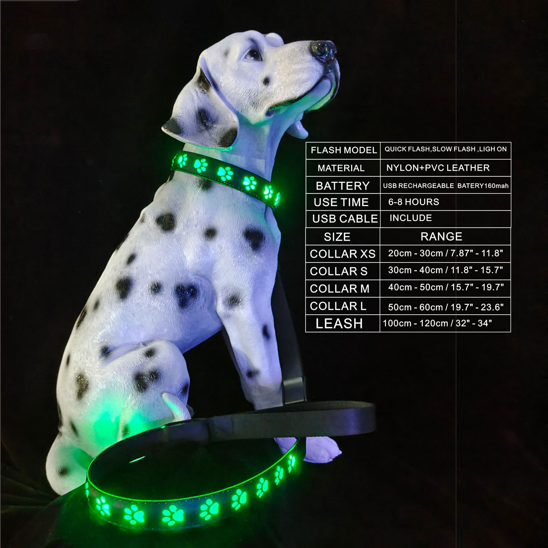 Led Rechargeable and Luminous Dog Paw Anti-Accident, Anti-Loss and Anti-Loss Light Warning Dog Collar Pet Collar — image 2