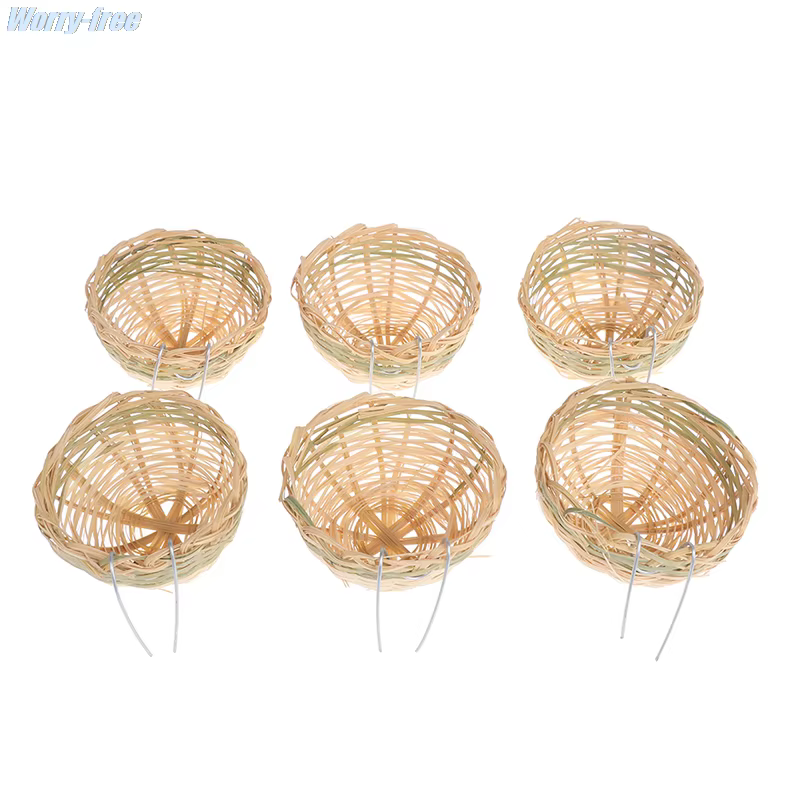 6 Piezas de Nidos de Bambú Hechos a Mano para Cría de Aves: Periquitos, Cacatúas Ninfa, Coníferos, Canarios, Pinzones, Agapornis y Loros Pequeños — imagen 3