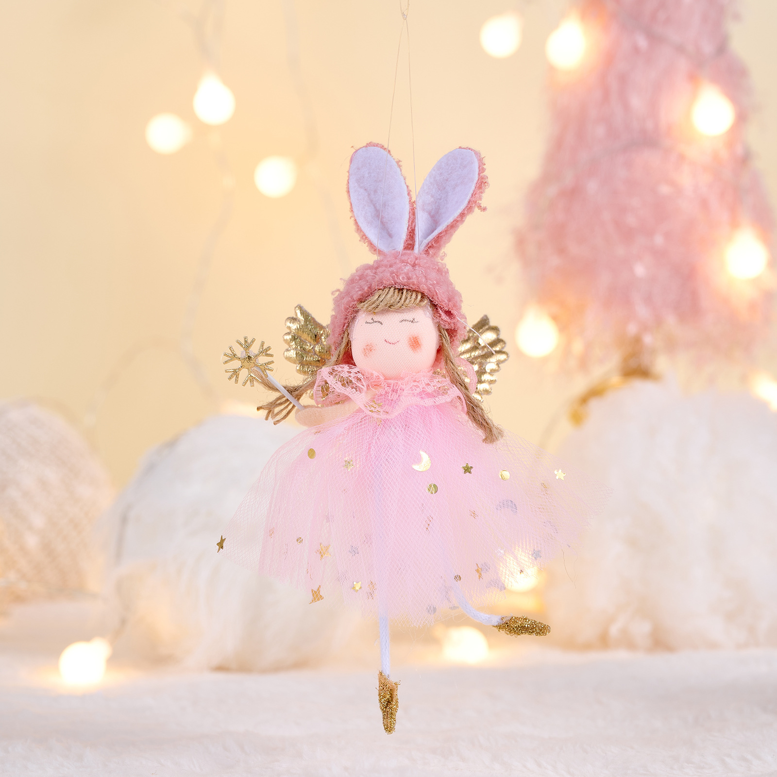 Christmas Decoration Rabbit Ears Angel Ornaments Tree Wings Girl Angel Hanging Decor — image 7