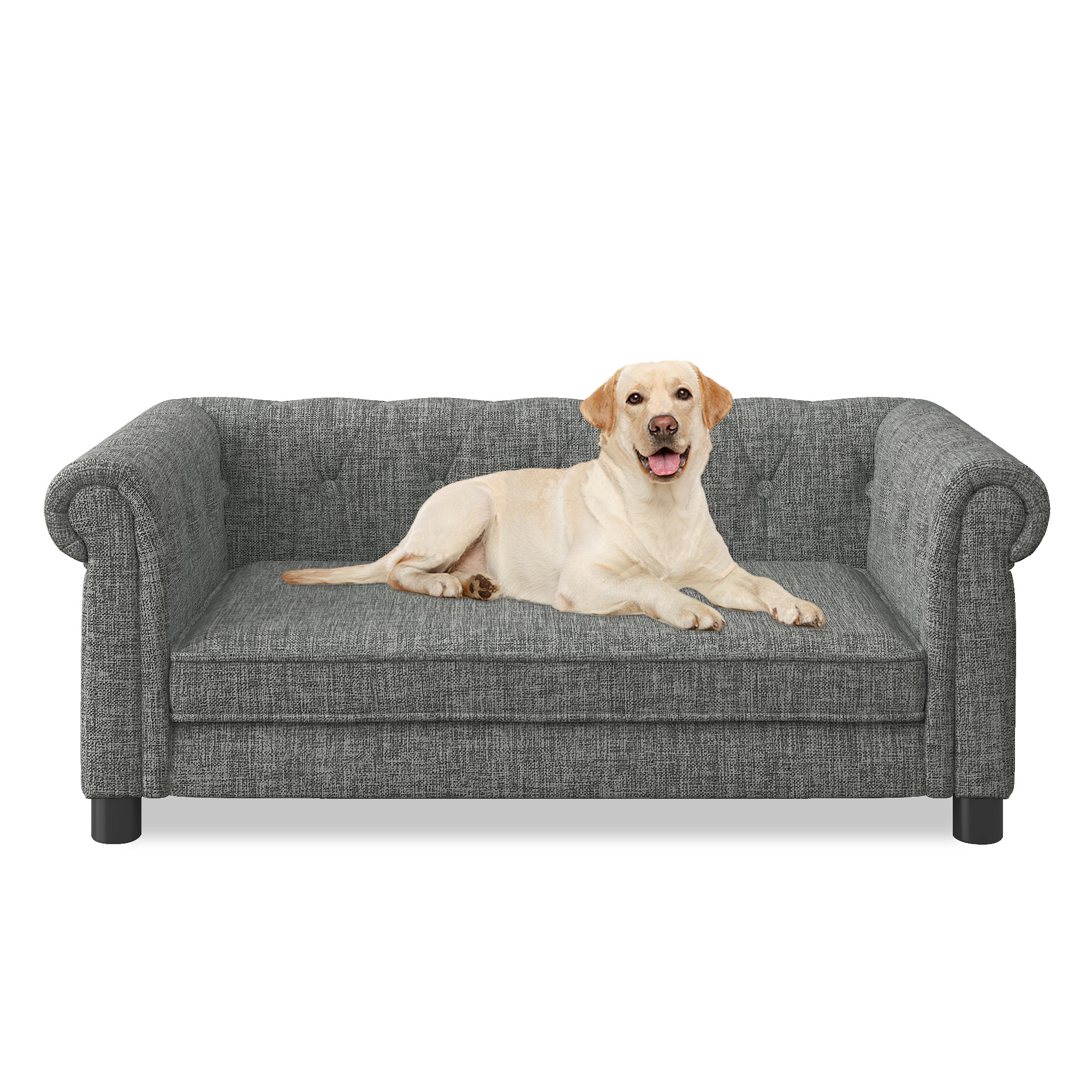Elegant Rectangular Pet Bed For Small And Medium-sized Dogs, Durable Elevated Dog Sofa Bed, Comfortable Dog Sofa, Modern And Fashionable Linen Fabric Dog Sofa-Light Grey — image 4