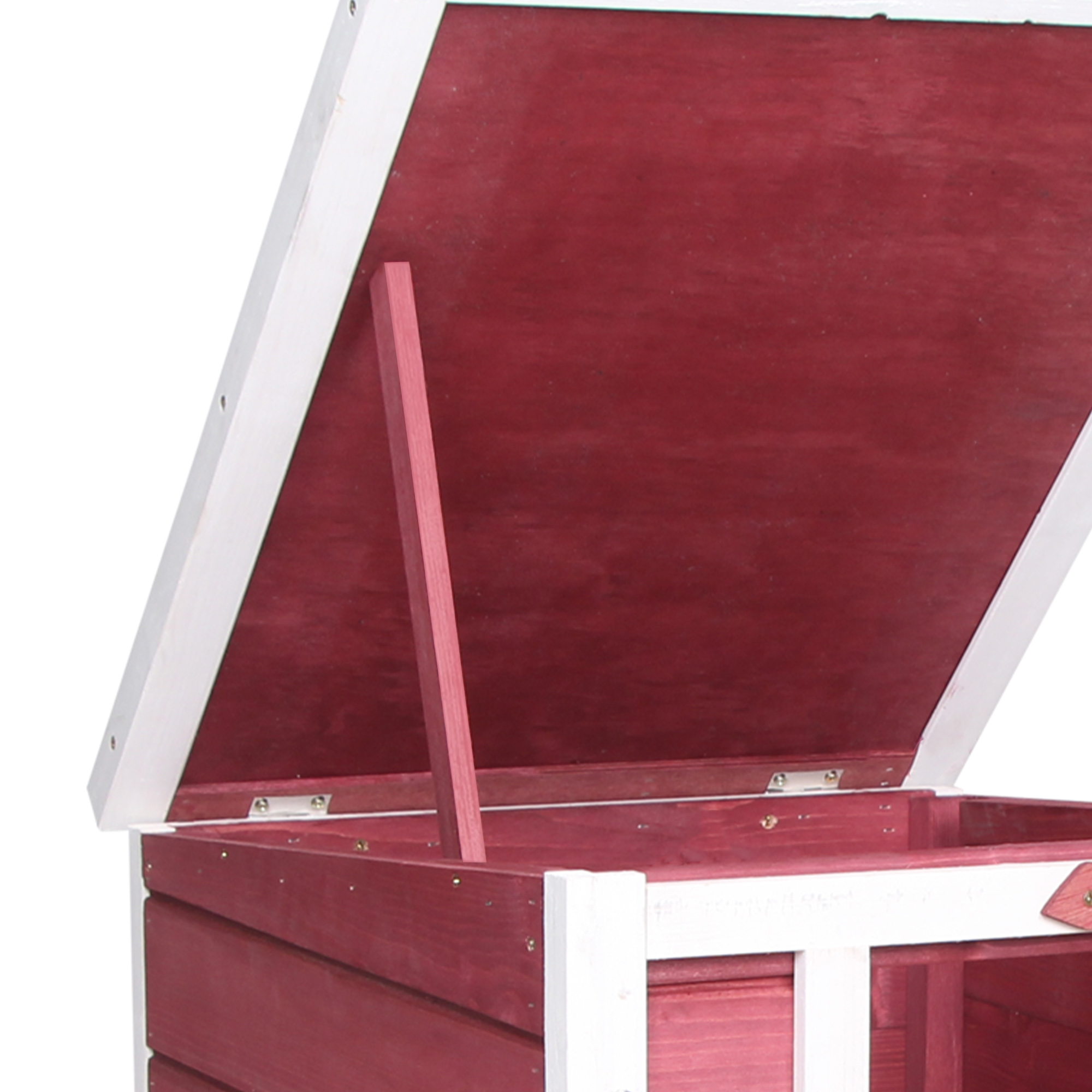 Small Wooden Rabbit Hutch Bunny Cage Guinea Pig Cage Duck House Dog House with Openable & Waterproof Roof, for Rabbits, Chickens, Ducks, Red — imagen 3
