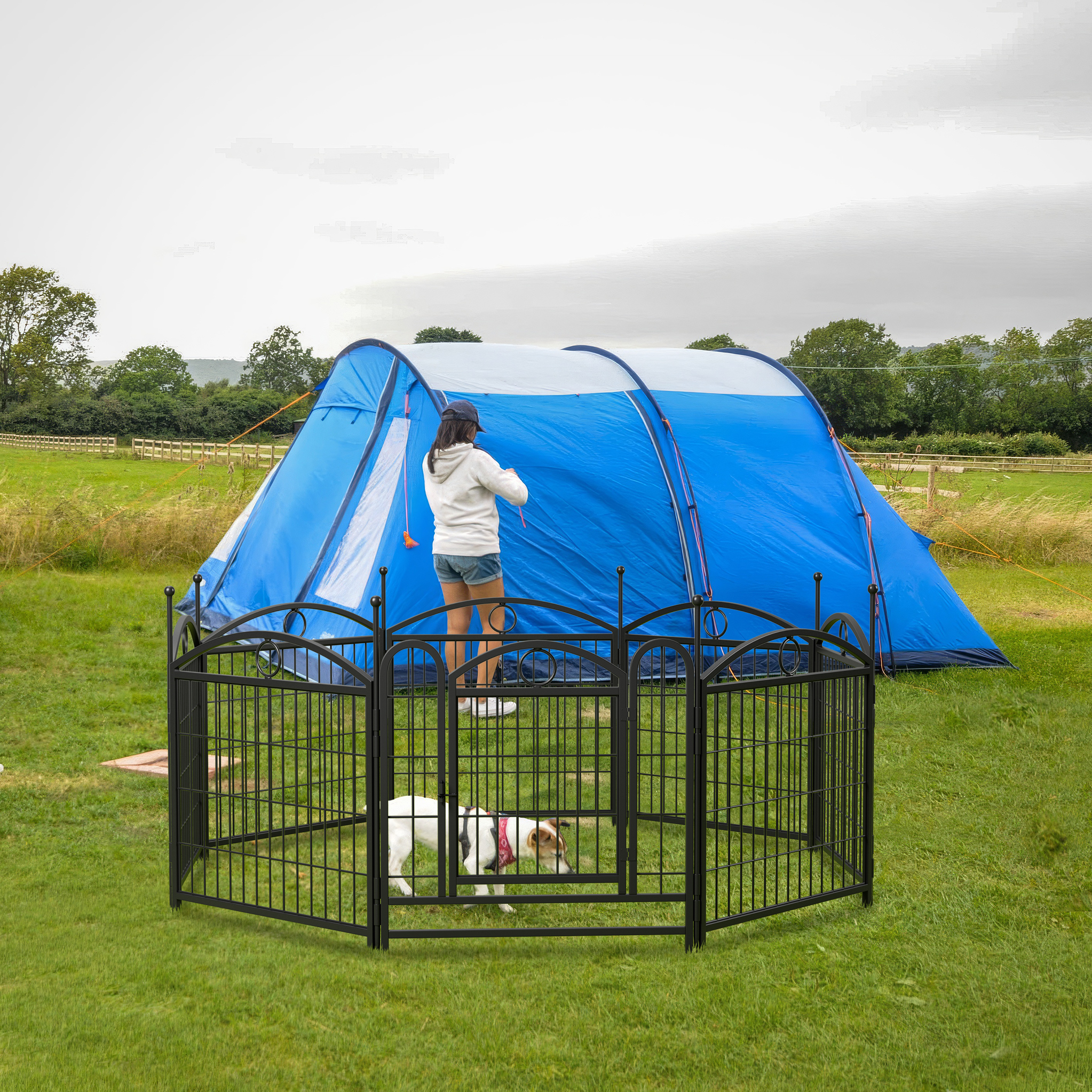 Dog Playpen Indoor 24 inch 8 Panels Metal Dog Pen Pet Dog Fence Outdoor Exercise Pen with Doors, Heavy Duty Dog Fence Puppy Pen for Large Medium Small Dogs Indoor Outdoor Foldable Pet Exercise Pen — image 2