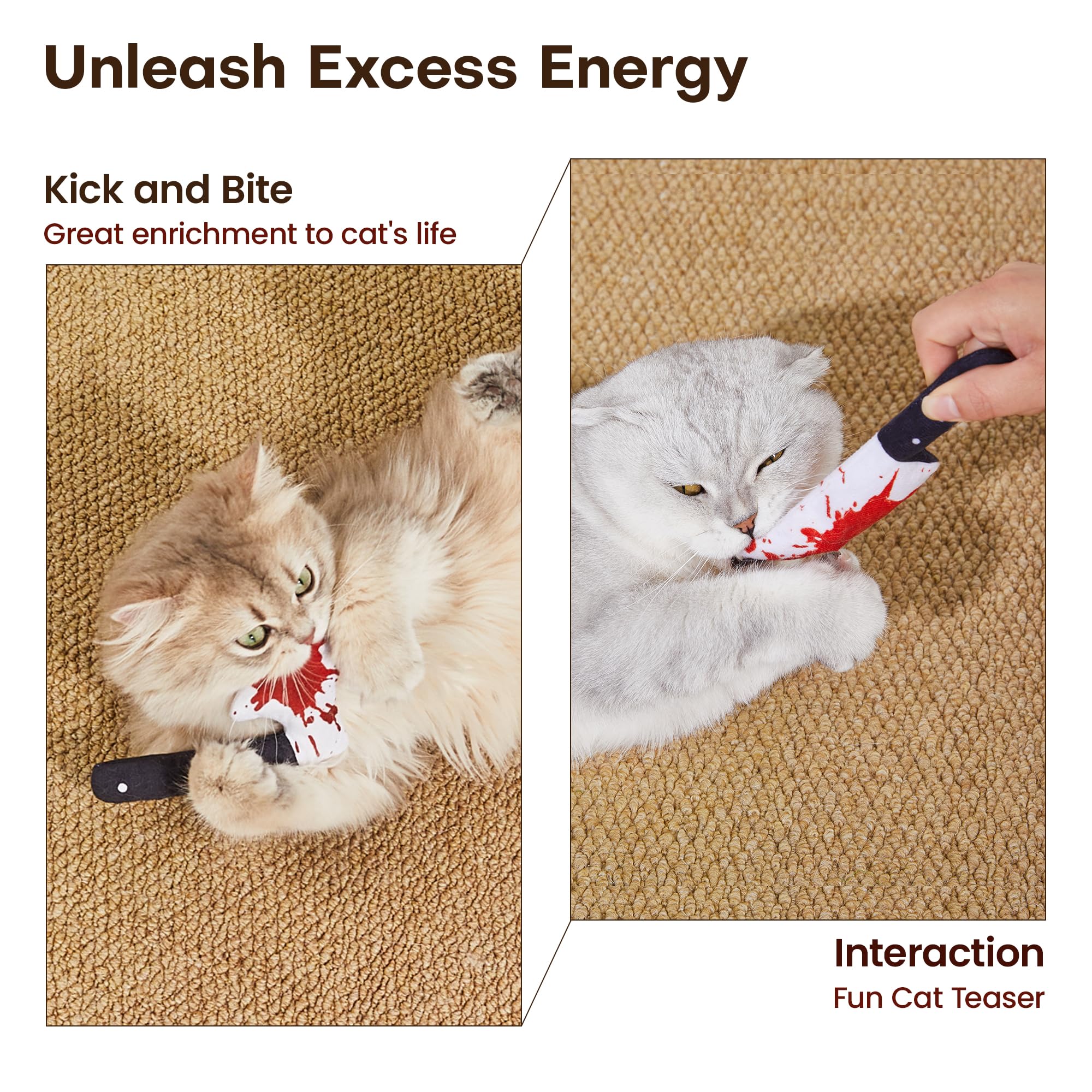 4 Juguetes para Gatos, Diseño de Cuchillo Terror de Halloween, Juguetes con Catnip para Gatitos, Ejercicio de Interior para Todas las Razas de Gatos — imagen 5