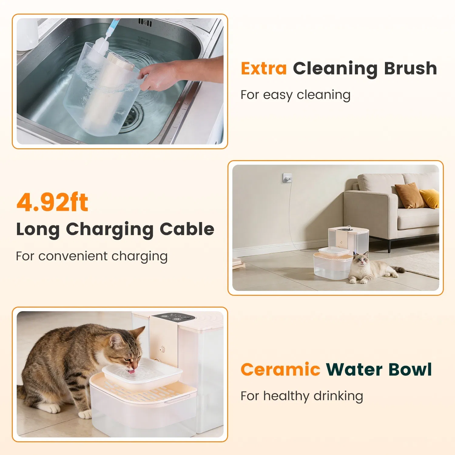 Cordless Dog Cat Water Fountain 4.5L, Dual Tank Filtration Automatic Pet Water Dispenser with Easy Cleaning — image 8
