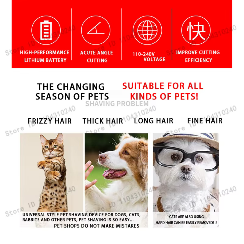 Electric Pet Clipper Grooming Kit for Dogs Reachageable Trimmer Haircut Cat Hair Cutting Remover Quiet Nail Grinder Machine Set — image 3