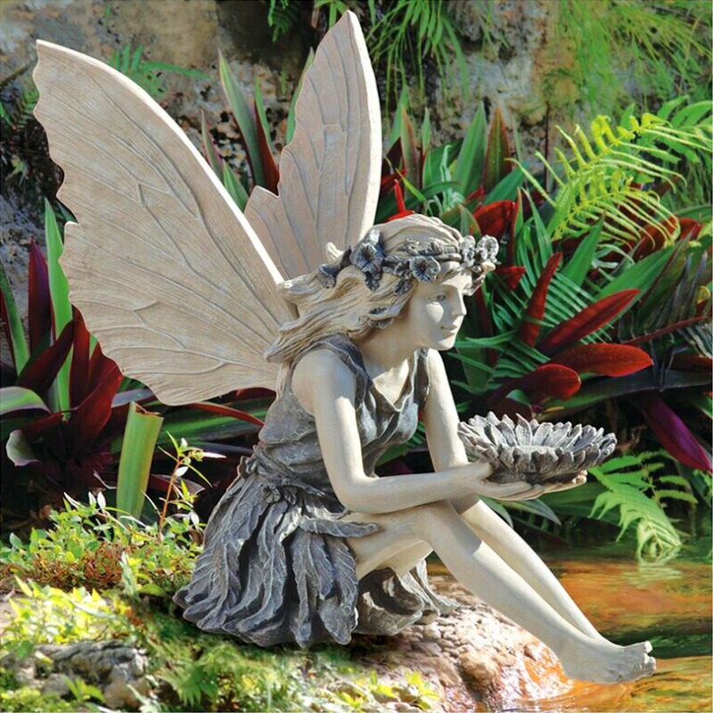 Flower Fairy Statue Angel Garden Goddess Bird Feeder Sculpture Decoration Garden Lawn Courtyard Resin Crafts — image 6