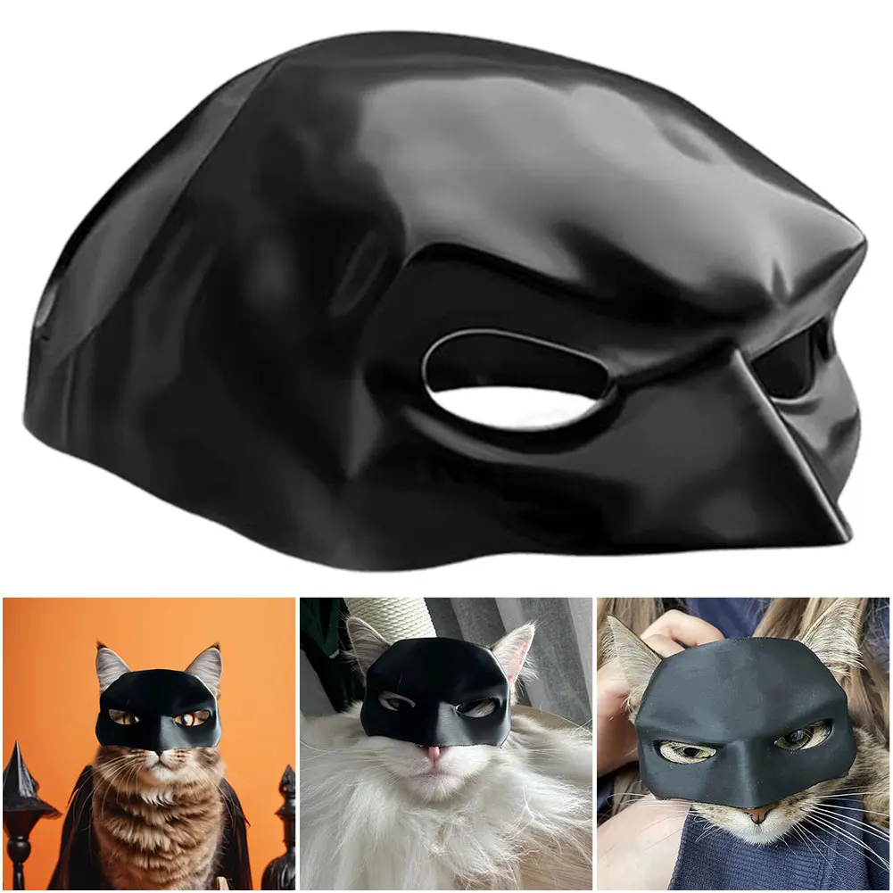 Bat Cat Avenger Mask Creative Black Cat Bat Mask Handmade Half Face Cat Mask Decorative Cat Mask for Halloween Cosplay — image 5
