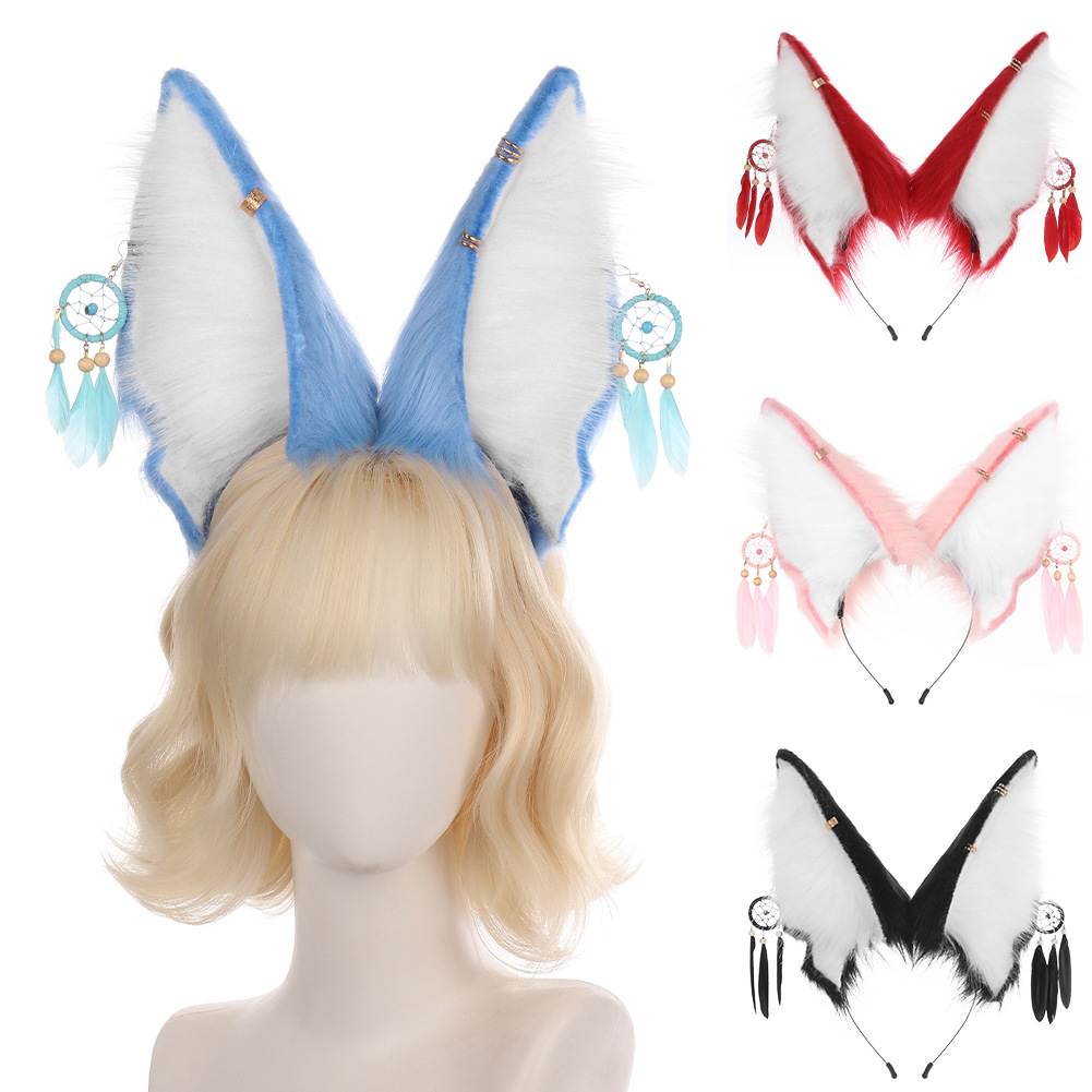 Cinta para la cabeza con orejas de peluche hechas a mano y accesorio de telar soñador, disfraz de Halloween Anubis cosplay egipcio — imagen 2