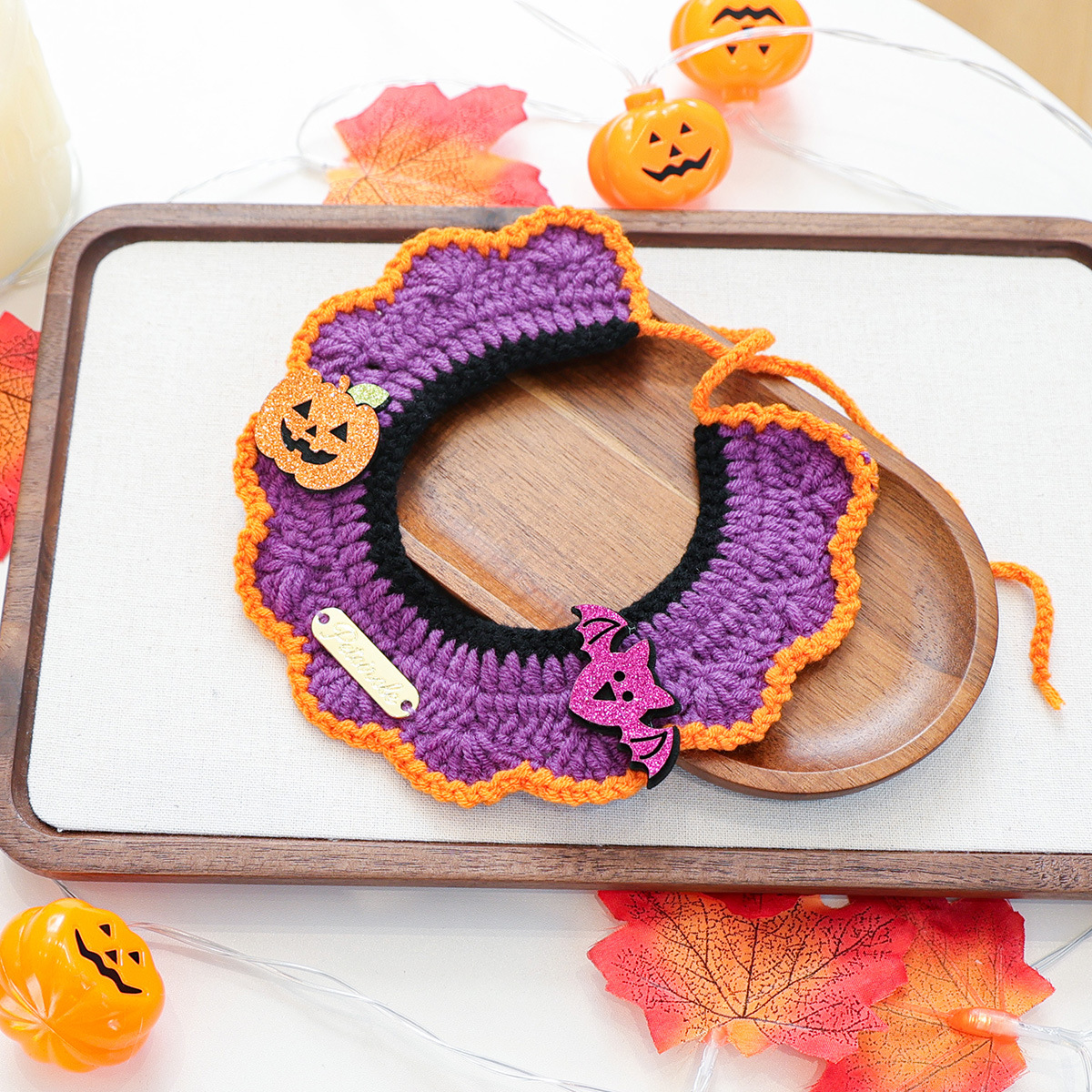 Halloween Pet Cat Dog Scarf Funny Knit Neckwear Pet Bib Cute Collar — image 4
