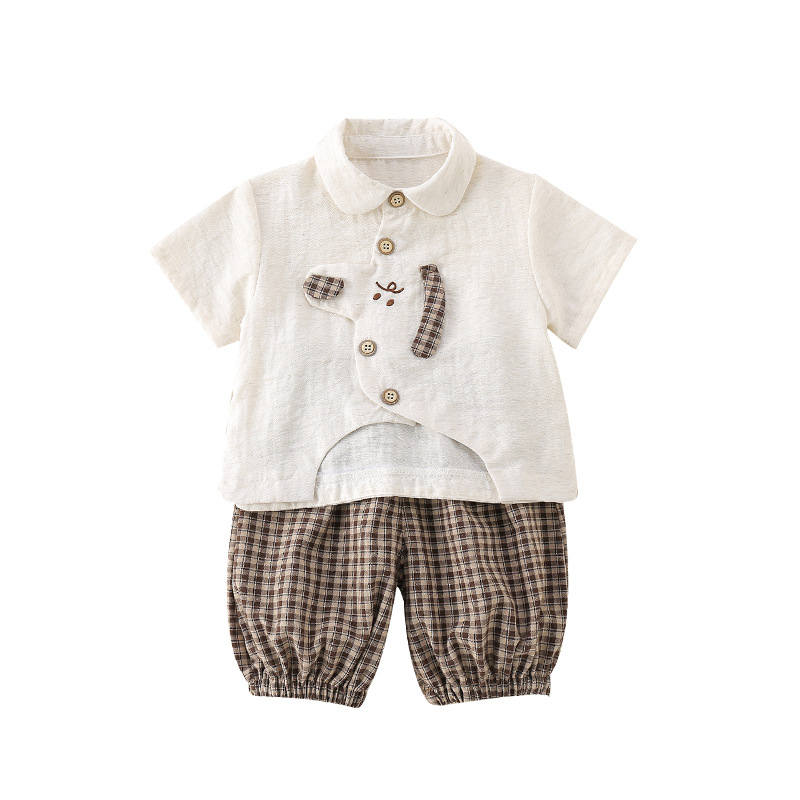 Cute Baby Boy Outfit Set with Dog Cartoon Shirt and Shorts — image 2
