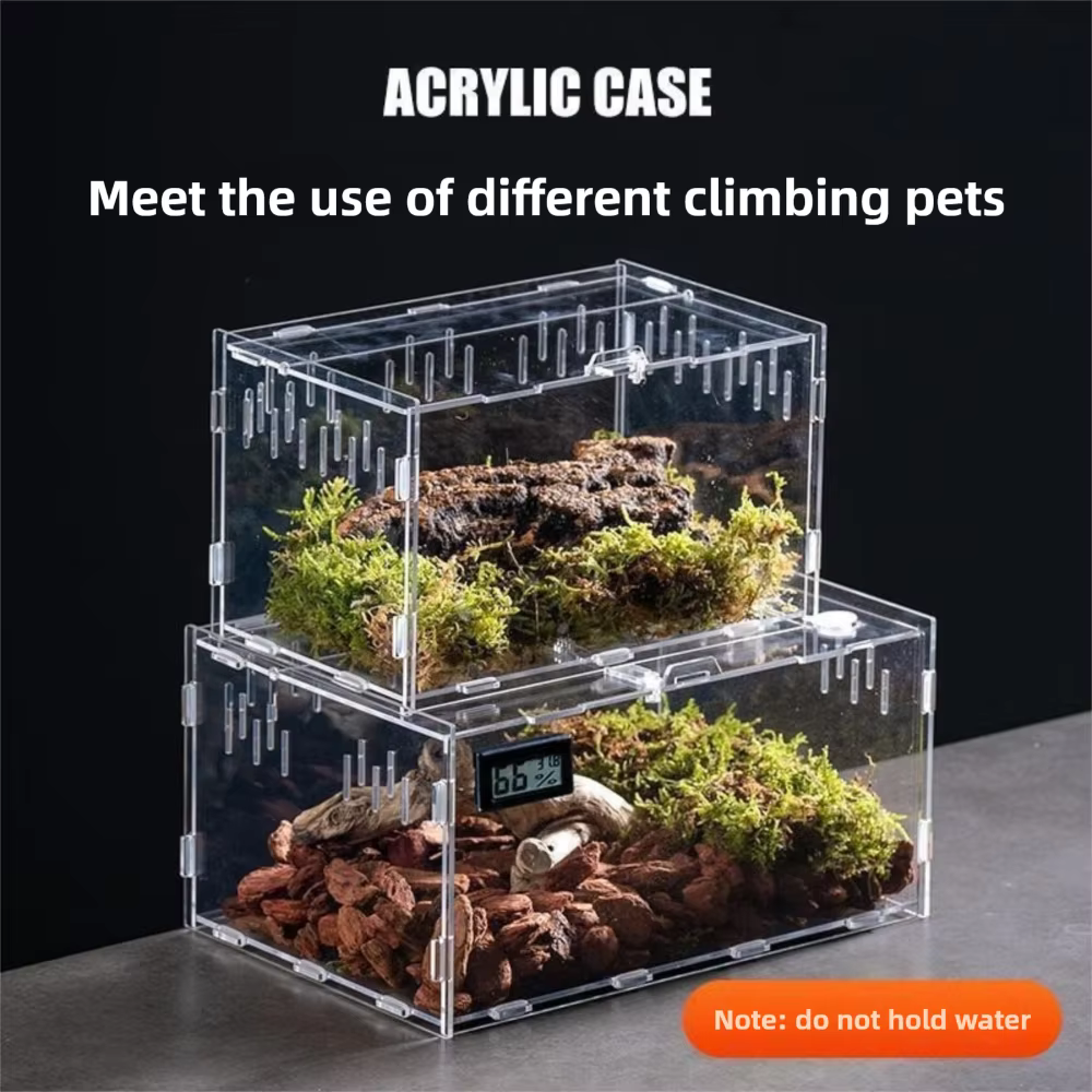 Caja de Acuario para Reptiles Anti-Evasión Claro para Arácnidos y Pequeños Animales, Diseño Moderno Transparente — imagen 3