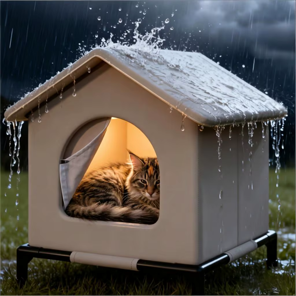 Stray Cat Houses with Mat Waterproof Summer Cool Shelter Foldable Pet Cave Nest Sleeping Beds for Outdoor Cats Small Dog Puppies — image 1