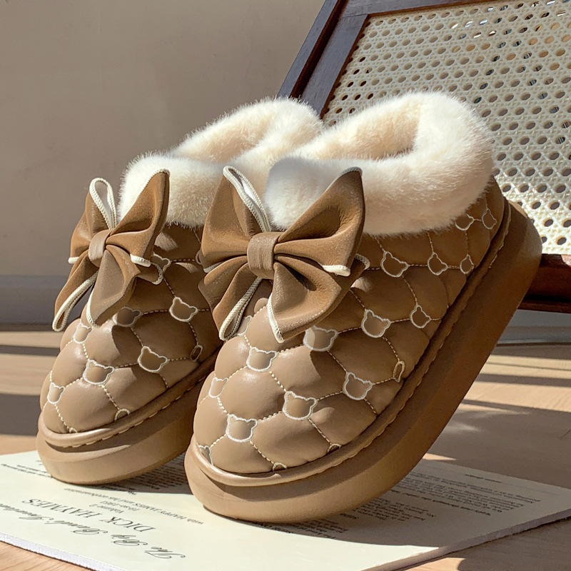 Zapatillas impermeables de algodón para mujer, con cordones en forma de mariposa y suelas antideslizantes — imagen 8