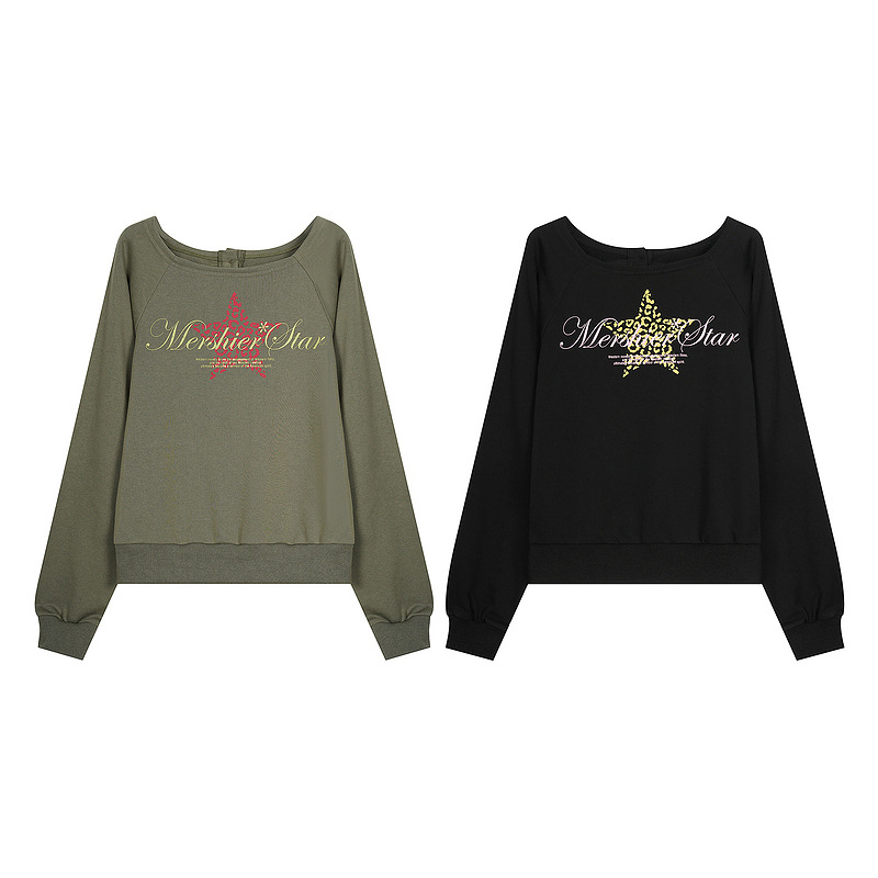 Leopard pattern pentagram flower body letter spicy girl hoodie — image 4