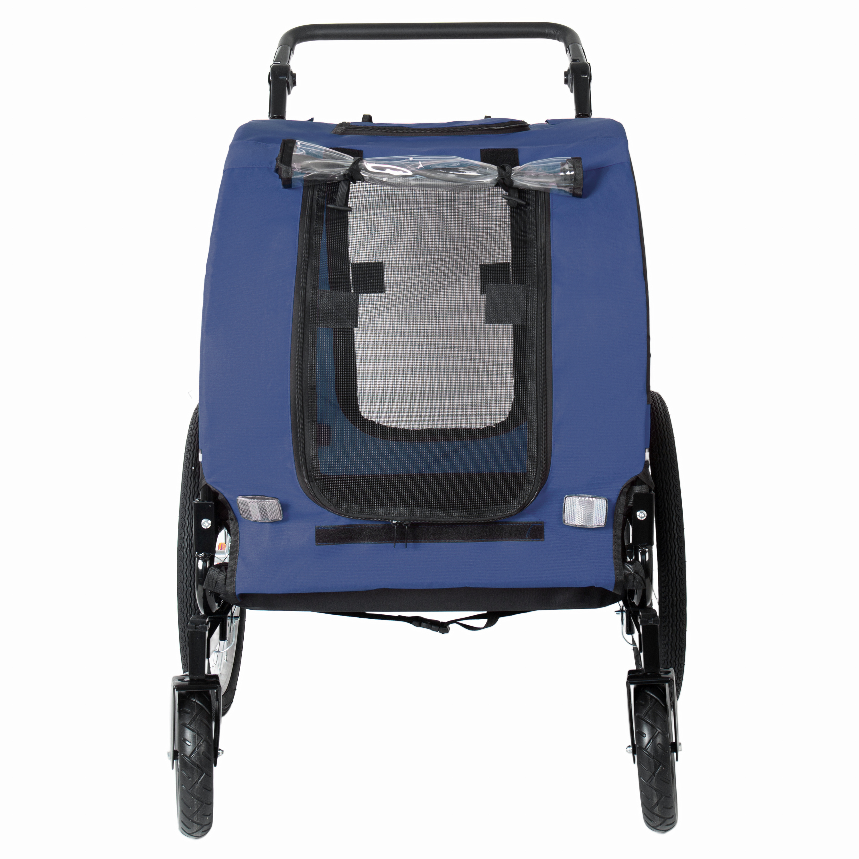 2-in-1 Bike Trailer & Pet Stroller For Dogs Up To 100lbs Foldable Pet Carrier Cart With Two 8 Front Caster & 20 Quick Release Air-Filled Wheels, Breathable Mesh And PVC Rain Cover, Dark Blue — imagen 4