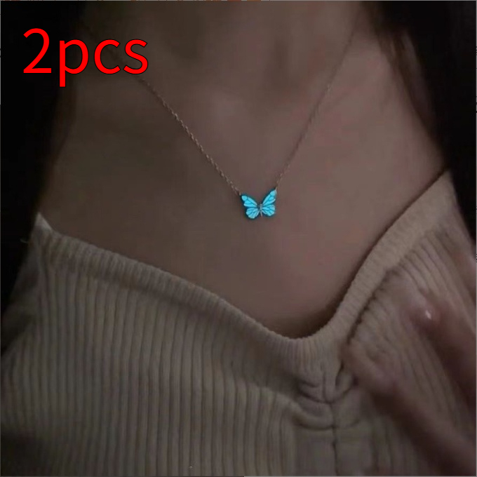 Conjunto de Collar y Pulsera Azul Fashion con Mariposa Luminosa para Mujer Regalo para Noche de Fiesta Joyas de Clavícula — imagen 11