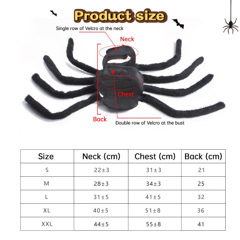 Spider Back Design Pet Halloween Costume – Fits Cats, Small/Medium Dogs & Puppies — image 8