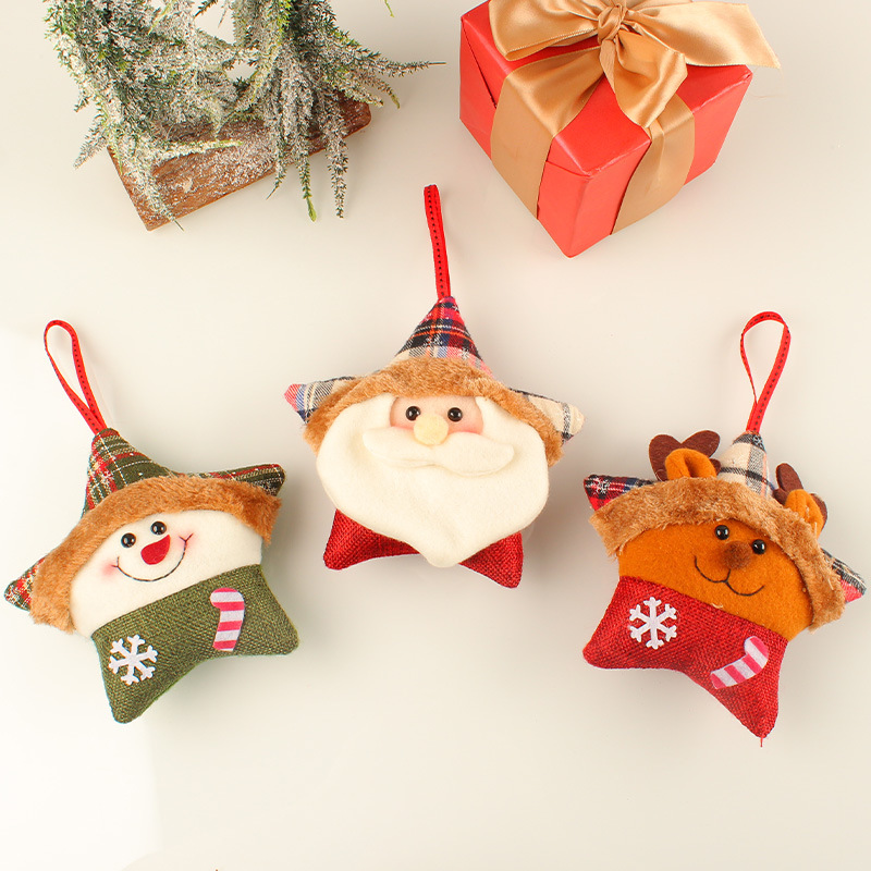 Santa Claus Elk Christmas Tree Decoration Creative Plush Christmas Five Star Doll Pendant — image 4