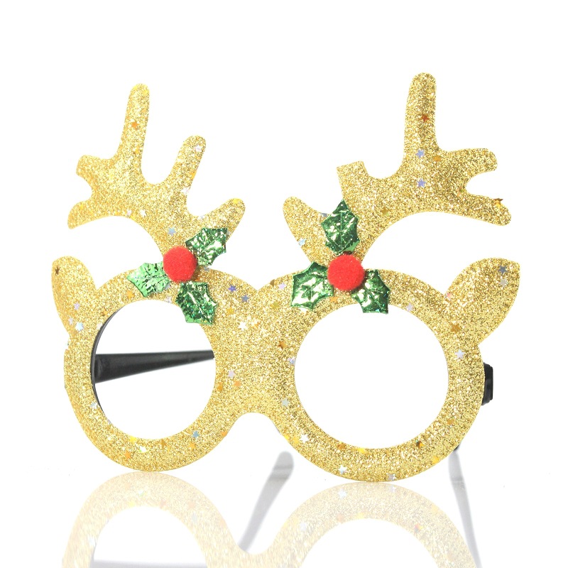 Christmas Glasses Christmas Party Decorative Articles Deer Horn Owl Red Nosed Christmas Ornament — image 3