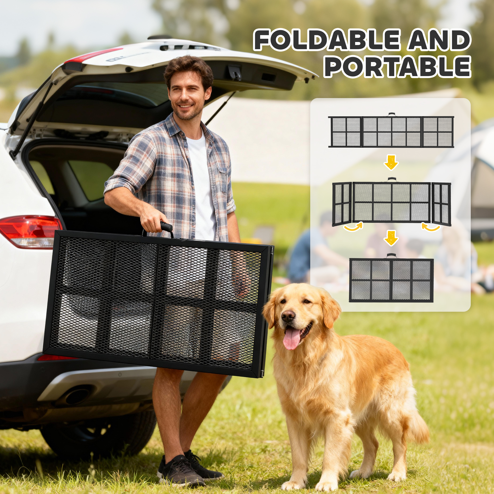 Paso de Perro para Coches, 75" x 20", Superficie Antideslizante, Plegable y Portátil para Perros Grandes, Pequeños y Ancianos — imagen 5