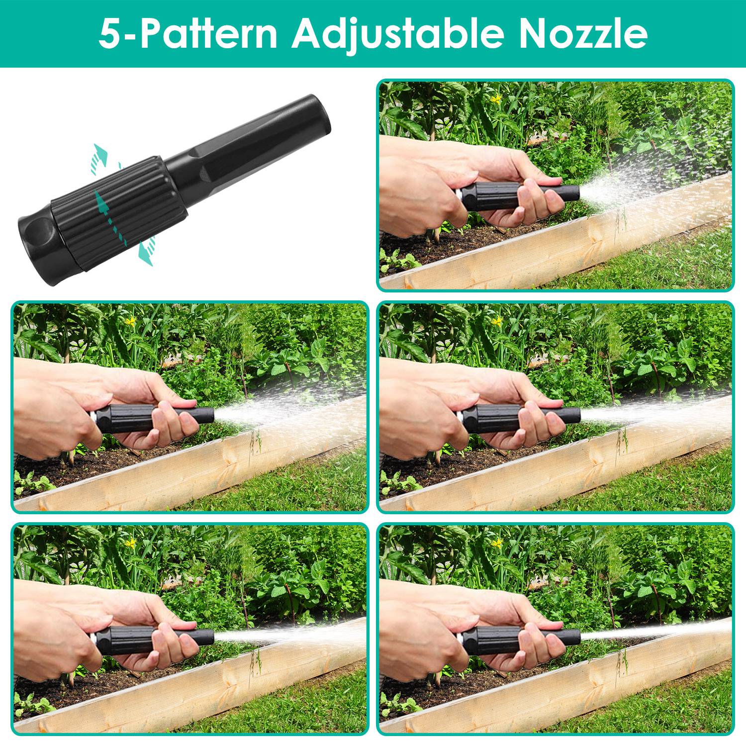 Manguera de Jardín de Acero Inoxidable Ultra Resistente, Opciones de 25FT-50FT-100FT, Kit de Riego con Manguera Metálica, 2 Boquillas, 12 Patrones, Flexible, Extensible, Resistente a Nudos, Enredos y Punciones, a Prueba de Perros — imagen 10