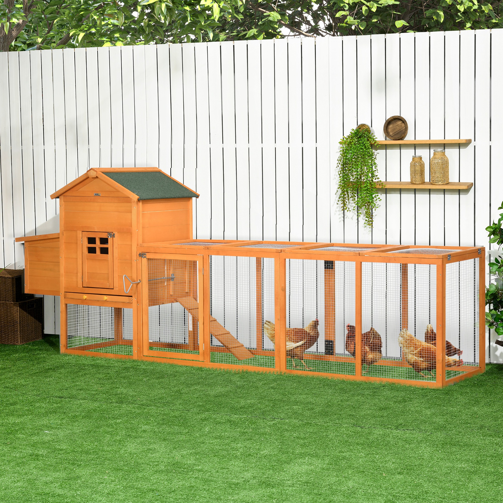 Casa de Pollos Grande con Corral Removible Naranja — imagen 1