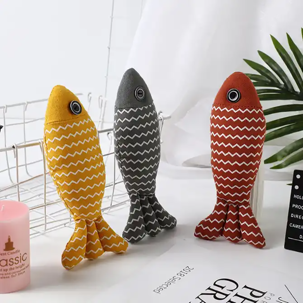 Juguete de Pescado de Catnip para Gatos, Cojín de Lona, Juguetes Interactivos para Kitten con Sonido y Textura — imagen 12