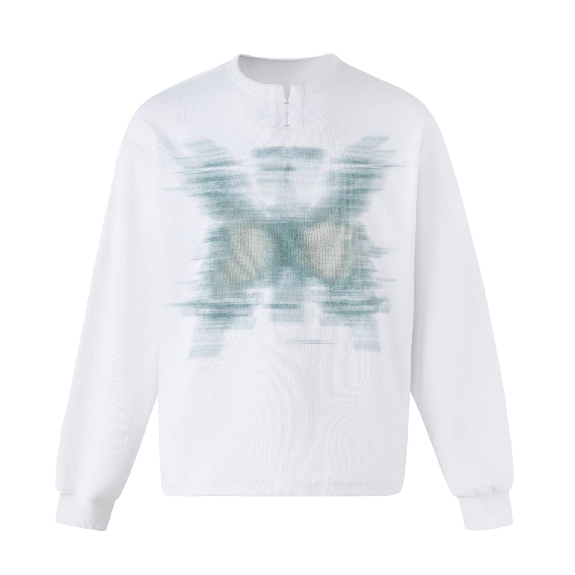Butterfly Illusion Loose Henley Neck Long Sleeve Hoodie for Men — image 1