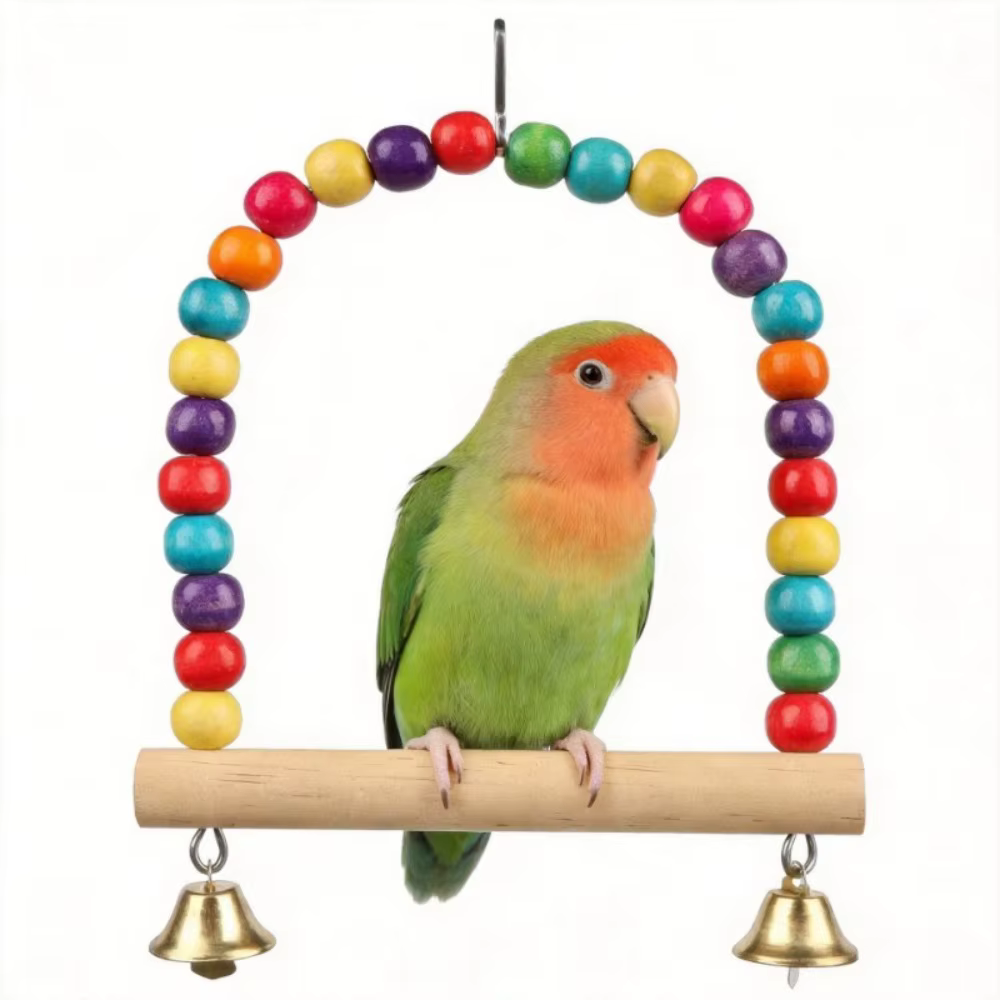 Juguete para pájaros: columpio de madera para periquitos, soporte de columpio de pájaro, juguete para mascotas, accesorios para pájaros — imagen 1