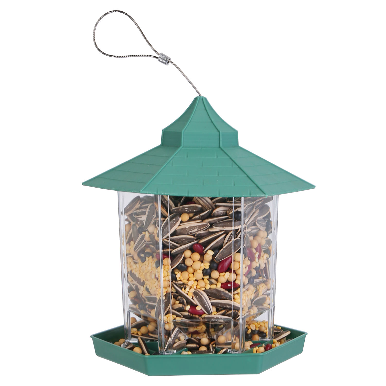 Gazebo para pájaros suspendido con capacidad de alimento amplia, 6 entradas para alimentar y fácil relleno — imagen 15