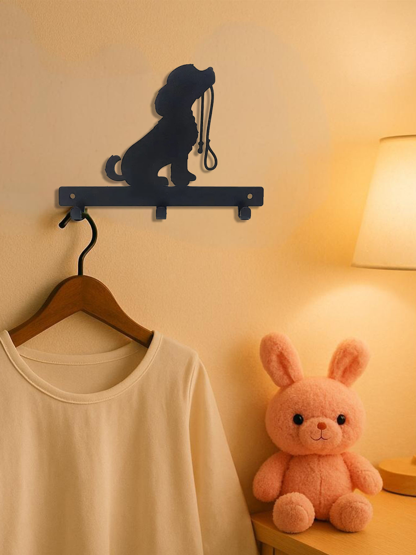 Cadena de Perro con Soportes de Madera para Colgar en Pared con Ganchos — imagen 3