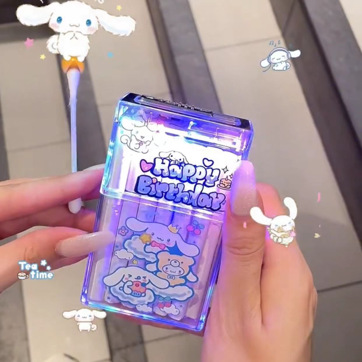 Pacha Dog Cartoon Sanrio Cigarette Box Charging Lighter Integrated Transparent Body Atmosphere Colorful Lights Cute Gift Object — image 4