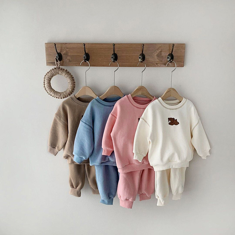 Children's Clothing Set for Boys and Girls, Embroidered Bear Casual Hoodie Set, Baby Sport Two-Piece Outfit — image 3