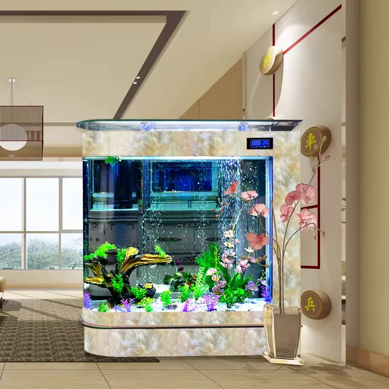 Modern Luxury Bullet Fish Tank Aquarium 600L Oval Shape Eco-Friendly Glass Partition Large Goldfish Tank — image 4