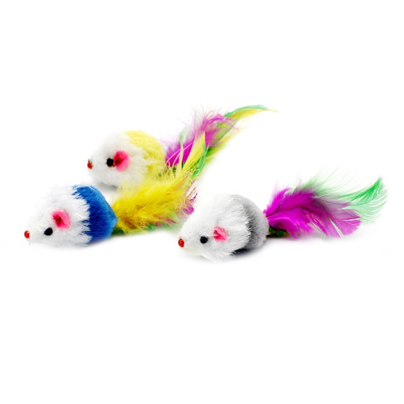 Pawstrip 12pcs/pack Colorful Feather Cat Toys False Mouse Kitten Cat Toy With Sound Rattling — image 3