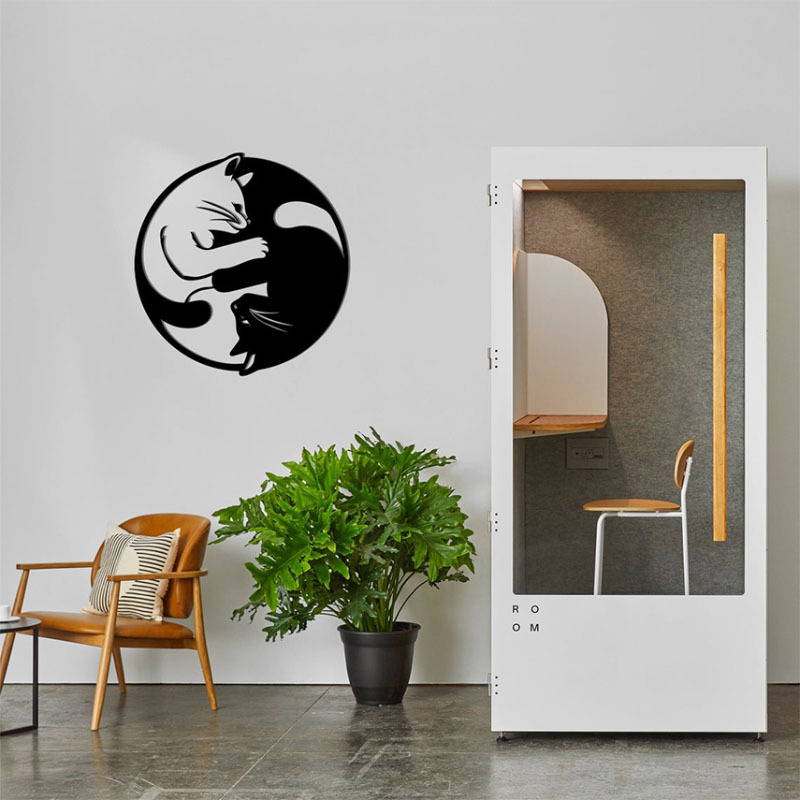 Escultura de Arte de Gato Yin Yang en Metal para Pared, Manual para Interior — imagen 4