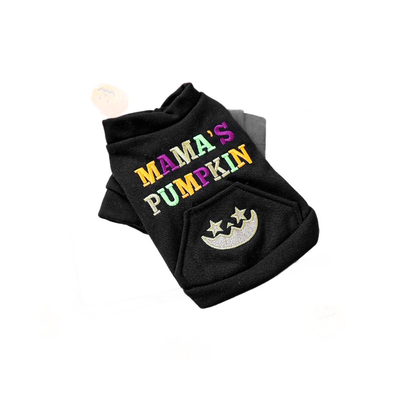 Pet Clothing for Small Dogs and Cats, Halloween Mom's Pumpkin Embroidered Hoodie, Autumn and Winter — image 6