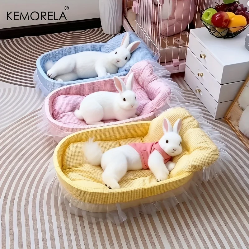 Soft Cute Bunny Princess Nest - Fluffy Rabbit Bed with Lace Edges, Cozy Plush Bedding for Small Pets, Hamsters, Guinea Pigs — image 1