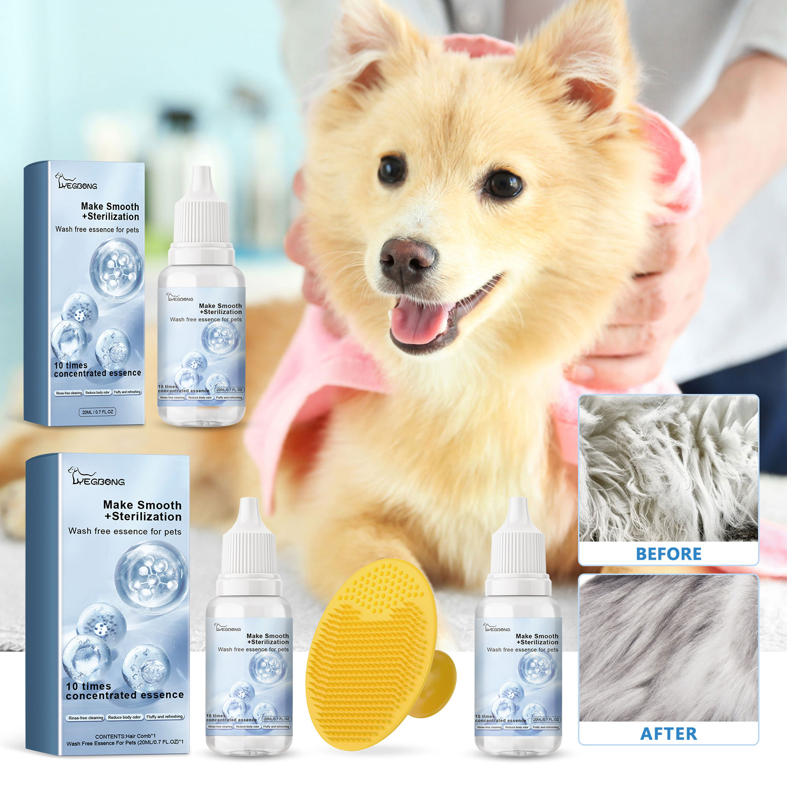 Kit de Serum para Dejar en el Pelaje de Mascotas - Suavizante y Desodorizante para Gatos y Perros — imagen 3