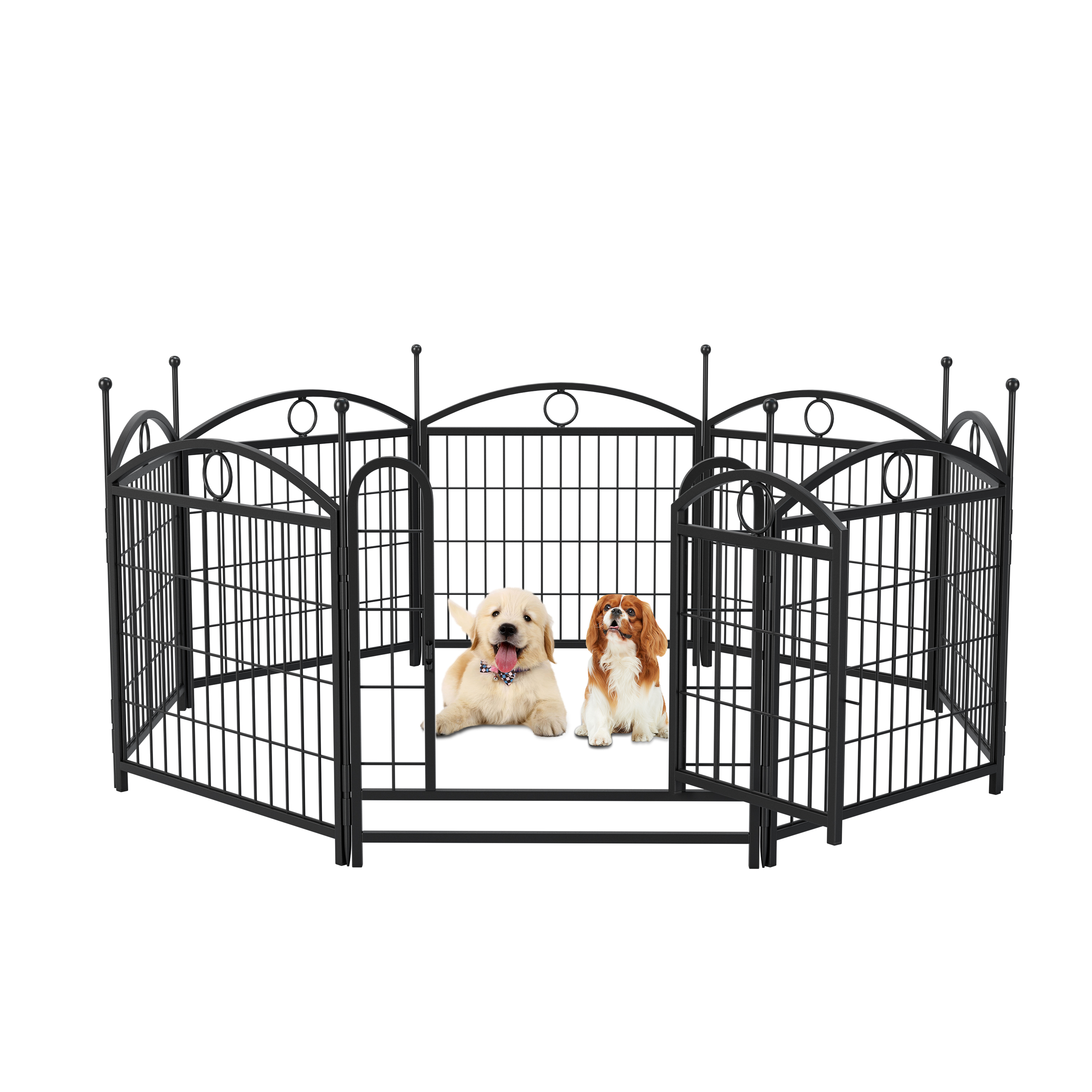 Dog Playpen Indoor 24 inch 8 Panels Metal Dog Pen Pet Dog Fence Outdoor Exercise Pen with Doors, Heavy Duty Dog Fence Puppy Pen for Large Medium Small Dogs Indoor Outdoor Foldable Pet Exercise Pen — image 16