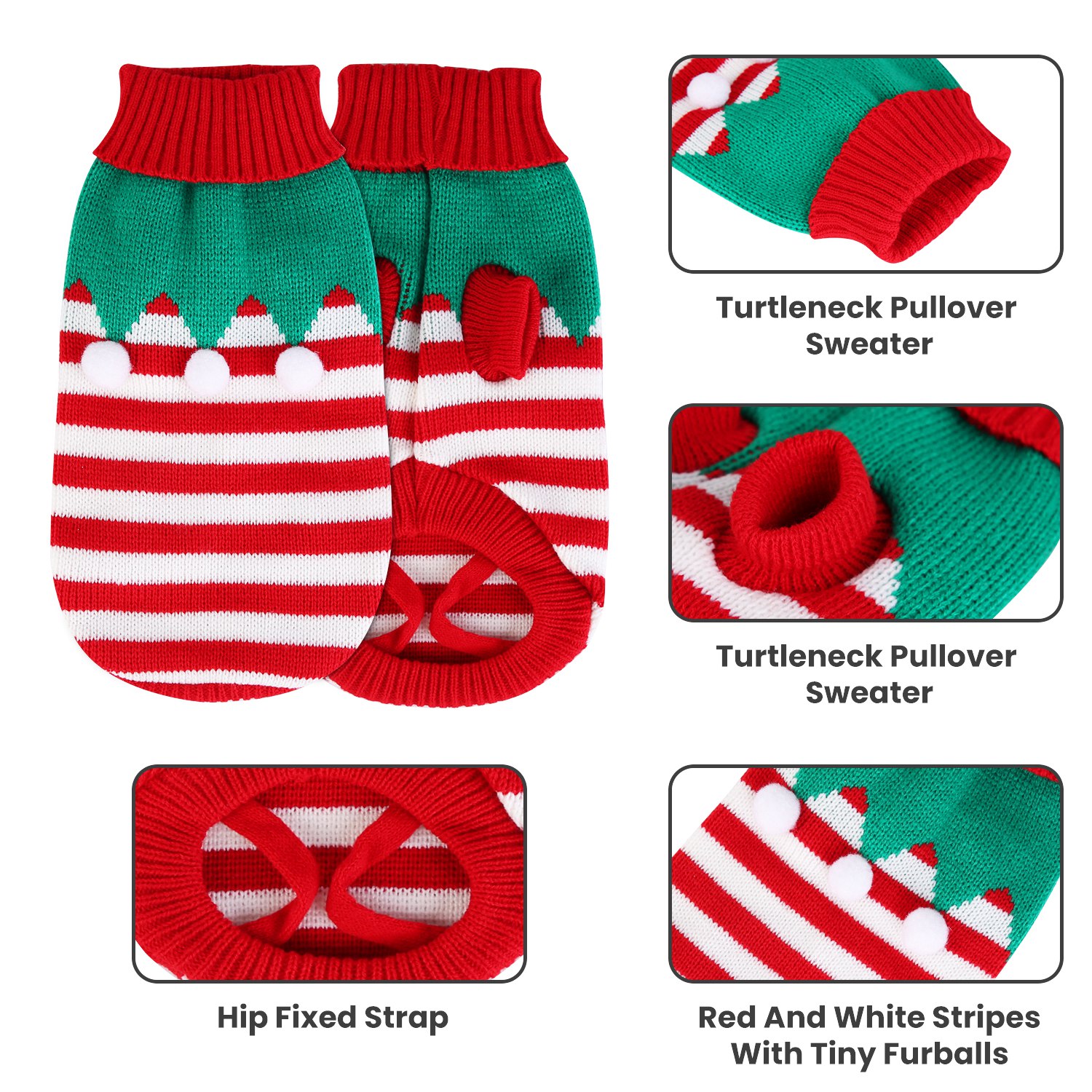 2 Patrones y 4 Tallas a Elegir - 1 Pieza de Suéter Navideño de Cuello Alto Para Mascotas, Ropa Navideña Para Perros y Gatos, Disfraz de Rayas con Muñeco de Nieve, Suéter de Invierno Para Gatitos y Cachorros Pequeños y Medianos — imagen 19