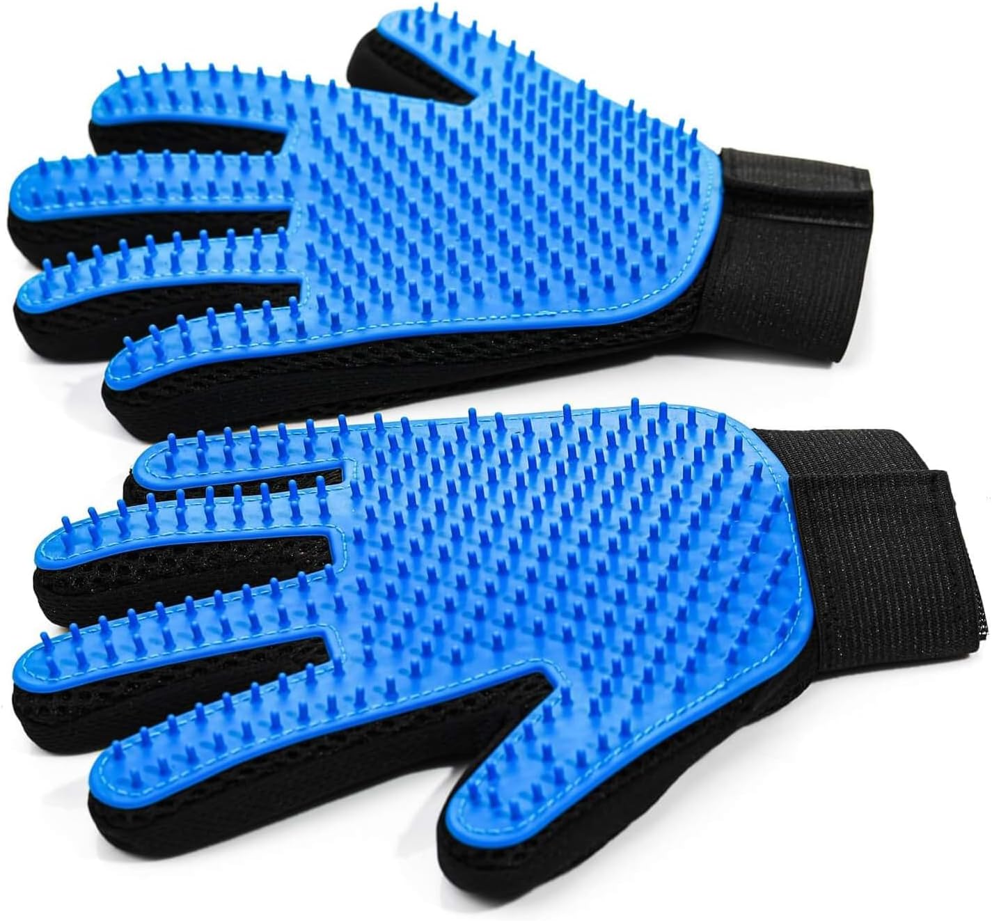 Pet Hair Removal Gloves 2 Pack, Blue Grooming Gloves For Dogs And Cats, Deshedding And Massage Gloves For Loose Fur — image 1