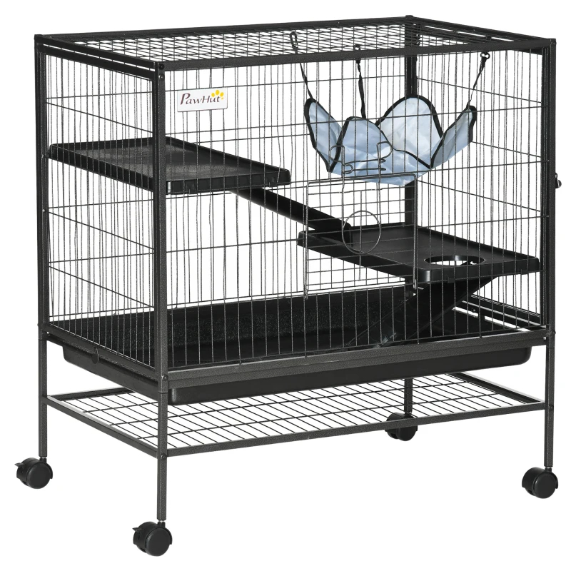 Small Animal Cage With Wheels, Pet Playpen For Rat, Syrian Hamster, Kitten, Ferrets, Chinchillas With Bottom Storage Shelf, Removable Tray, Ramp — image 8