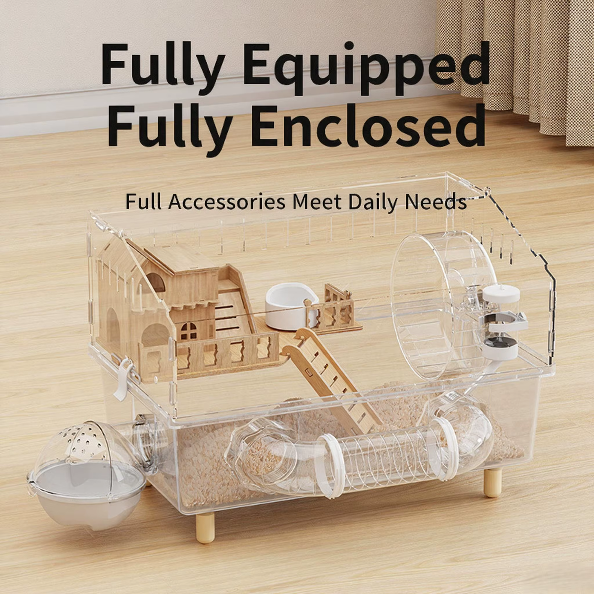 Hamster Cage Acrylic Transparent Spacious Rodent Habitat Cage with Accessories Luxury Villa Pet Supplies for Hamsters, Gerbils — image 2