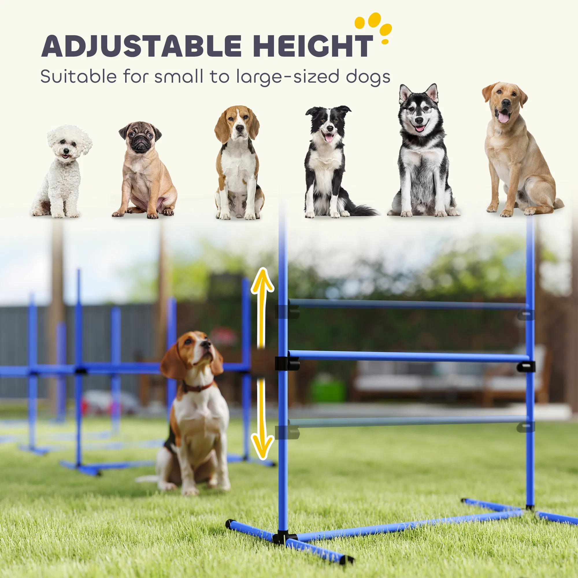 Set of 6 Dog Agility Training Equipment Adjustable Jump Bar Pet Exercise Kit with Carrying Bag (Blue) — image 3