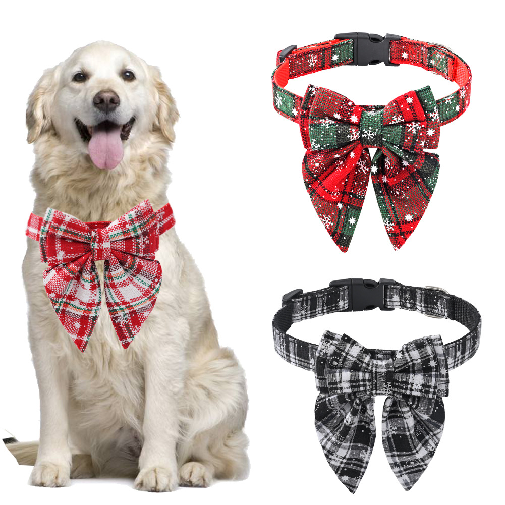 Collar de Navidad para Perros y Gatos con Escarcha en Rojo y Blanco, Negro y Blanco, o Verde y Rojo - Ajustable Pequeño, Medio y Grande — imagen 2