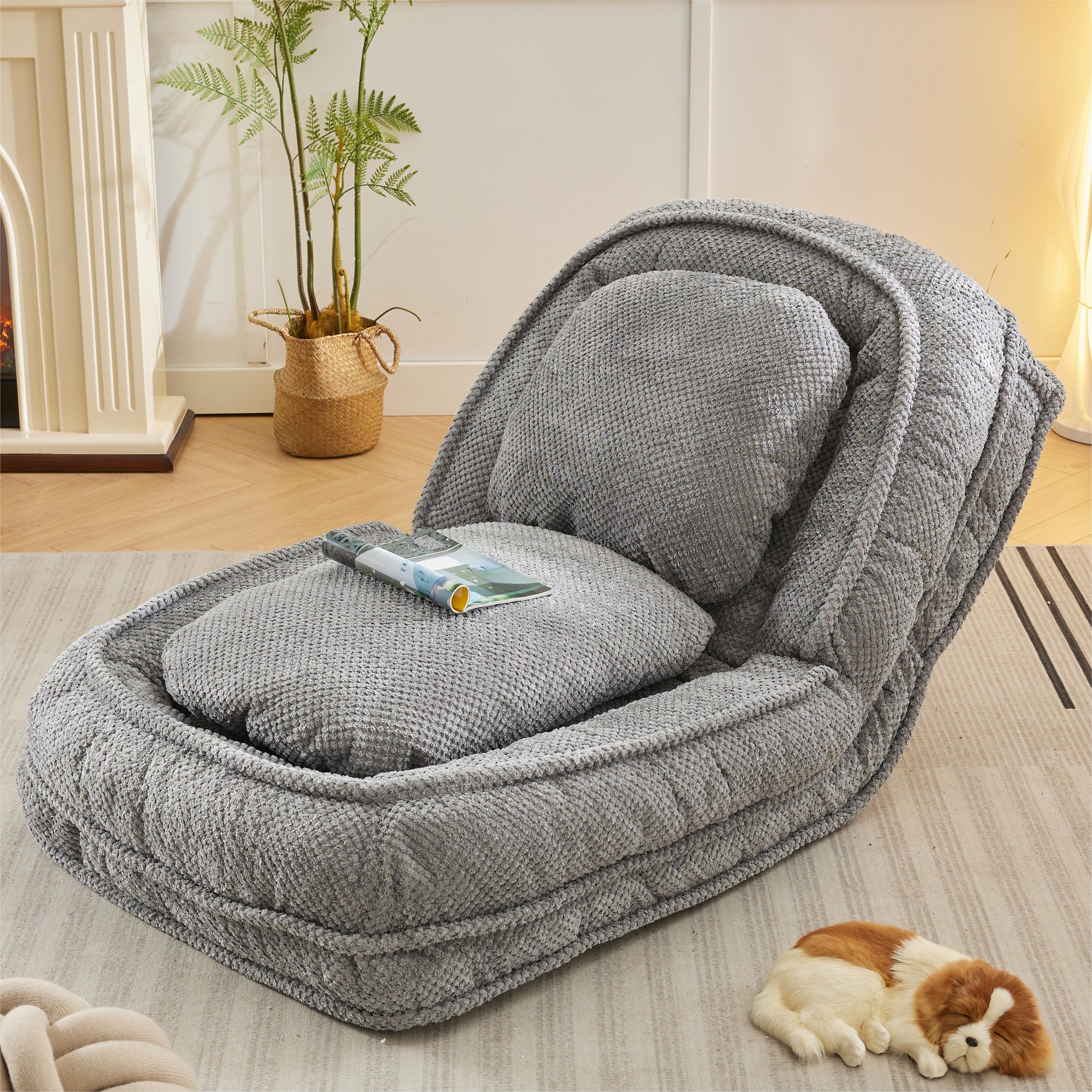 Cama para Perros Humano, Sofá Relajante, 5 Posiciones Ajustables, sentarse, dormir, plegar, ideal para sala de estar, dormitorio, Diseño Ahorrador de Espacio, Gris — imagen 15