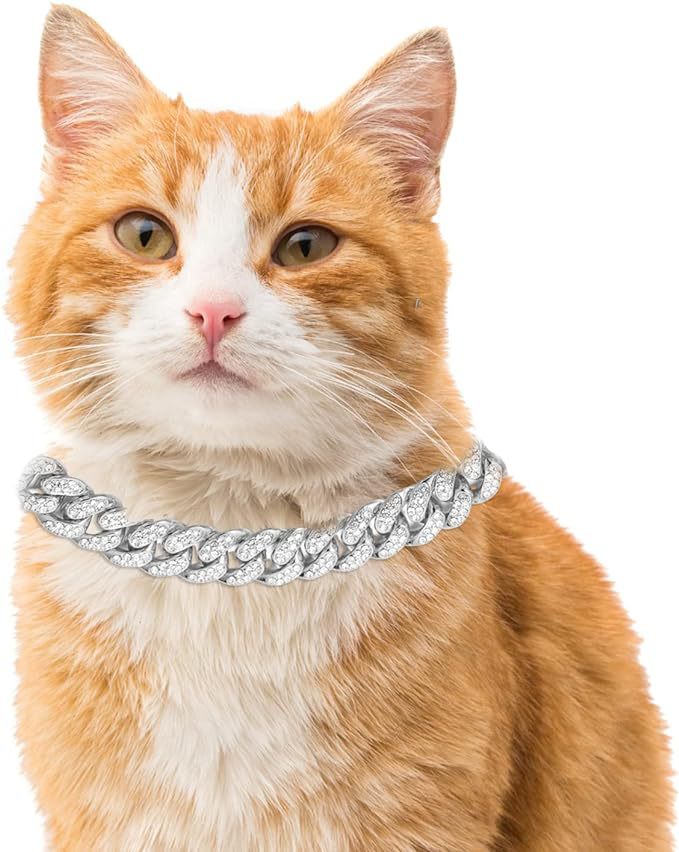 Cuban chain zinc alloy pet jewelry large gold necklace collar small cat decorative chain small cat dog chain — image 3