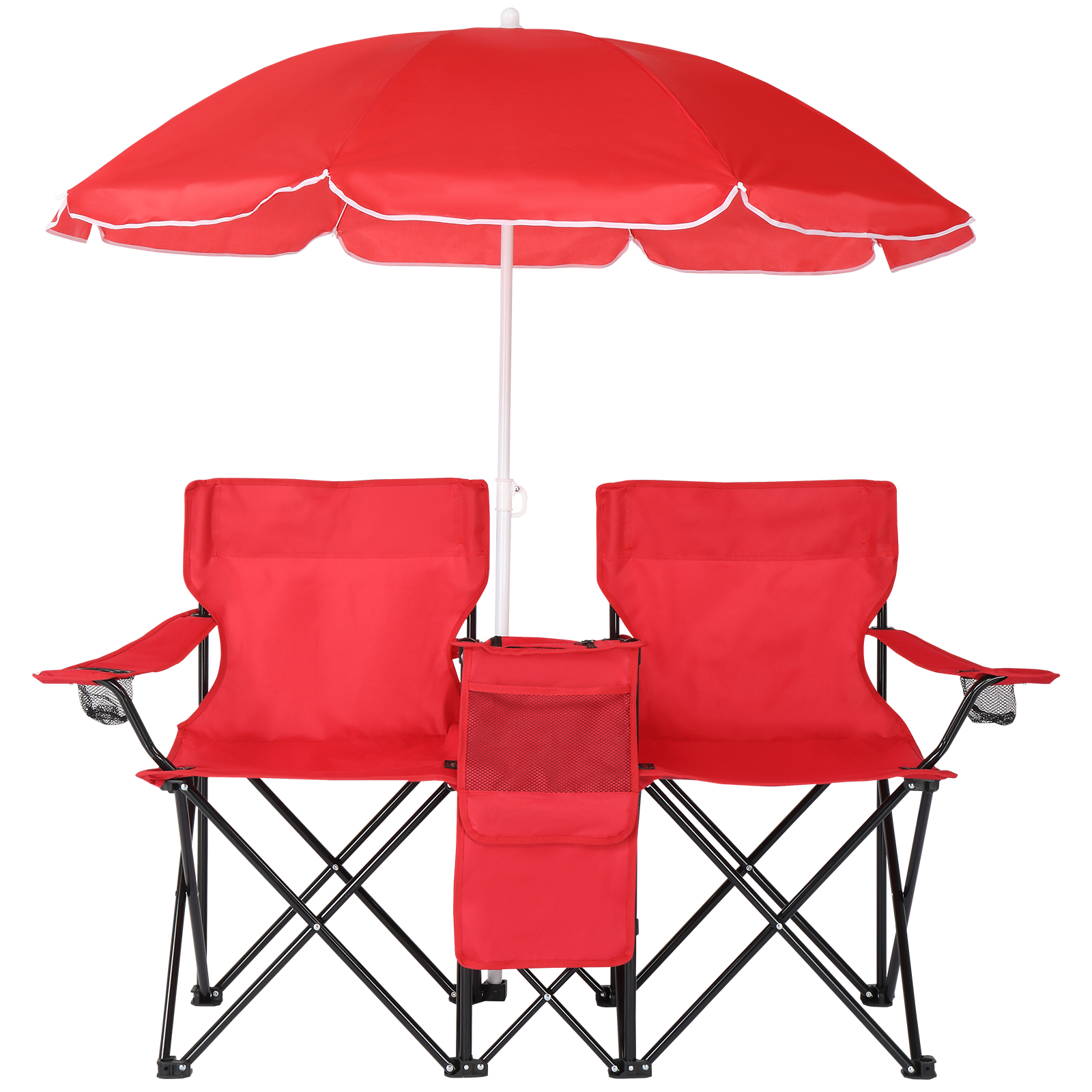 Silla de Pesca Roja con Soporte de Hierro, Malla Oxford y Paraguas Solar 85kg — imagen 15